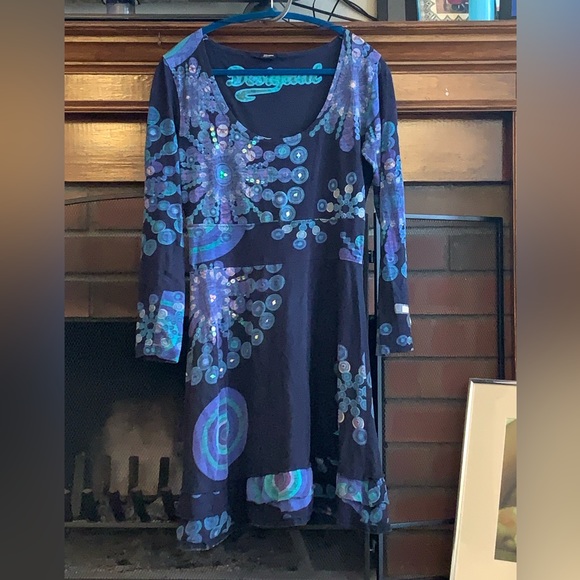 Desigual Dresses & Skirts - Desigual Long-Sleeve Dress with Beaded Embellishments sz L